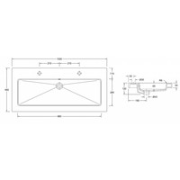 Wiesbaden keramische meubelwastafel 100x46 2 kr.gaten