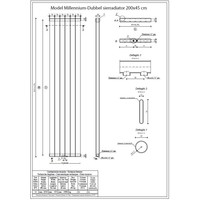 Wiesbaden Millennium-Dubbel sierradiator 200x45 wit