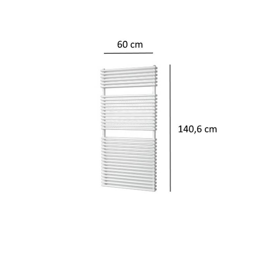 Designradiator Plieger Florian Dubbel 1153 Watt Vier Aansluitpunten 140,6x60 cm Wit