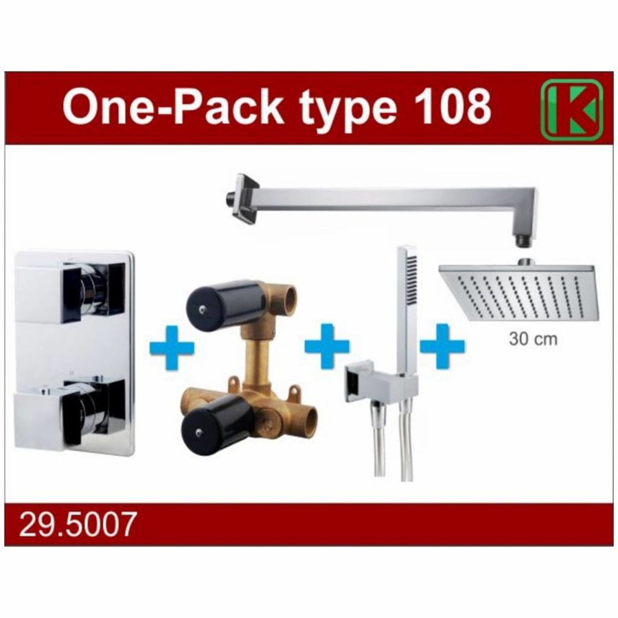 Wiesbaden one-pack inbouwthermostaatset vierk.type 108 (30cm)