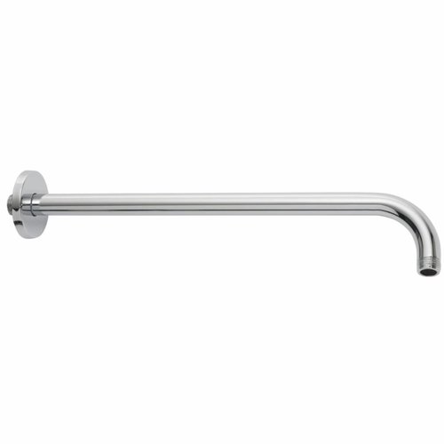 Wiesbaden gebogen douche-arm rond muur. 45cm chroom 