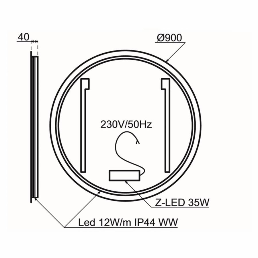 LED Spiegel Lanesto Cherchio Rond met Sensor 90 cm