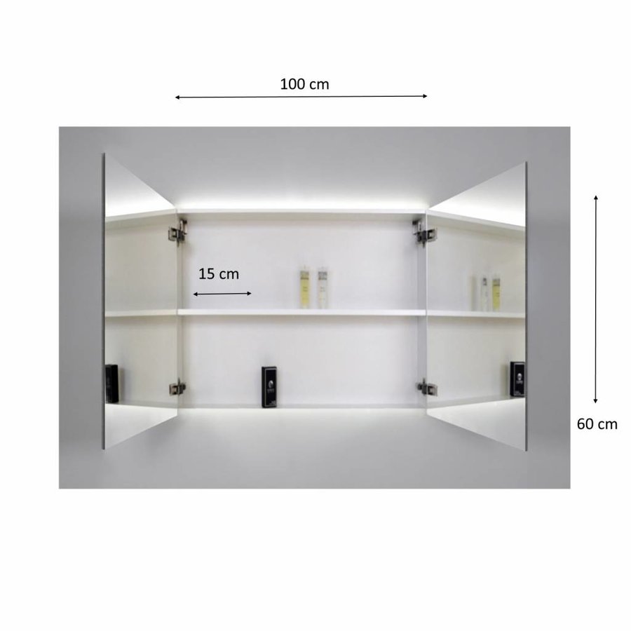 Spiegelkast Sanicare Qlassics Ambiance 100 cm 2 Deuren Grey-Wood