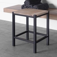 Badkamer Kruk LoooX Wooden Stool met Frame 35x30x45 cm Massief Eiken Old Grey Mat Zwart