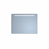 Badkamerspiegel Sanicare Q-Mirrors 'Warm White' LED-Verlichting 70x65x3,5 cm Zwarte Omlijsting