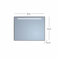 Badkamerspiegel Sanicare Q-Mirrors ‘Cool White’ LED-Verlichting 70x70x3,5 cm Zwarte Omlijsting
