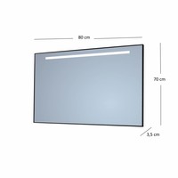 Badkamerspiegel Sanicare Q-Mirrors ‘Cool White’ LED-Verlichting 70x80x3,5 cm Zwarte Omlijsting