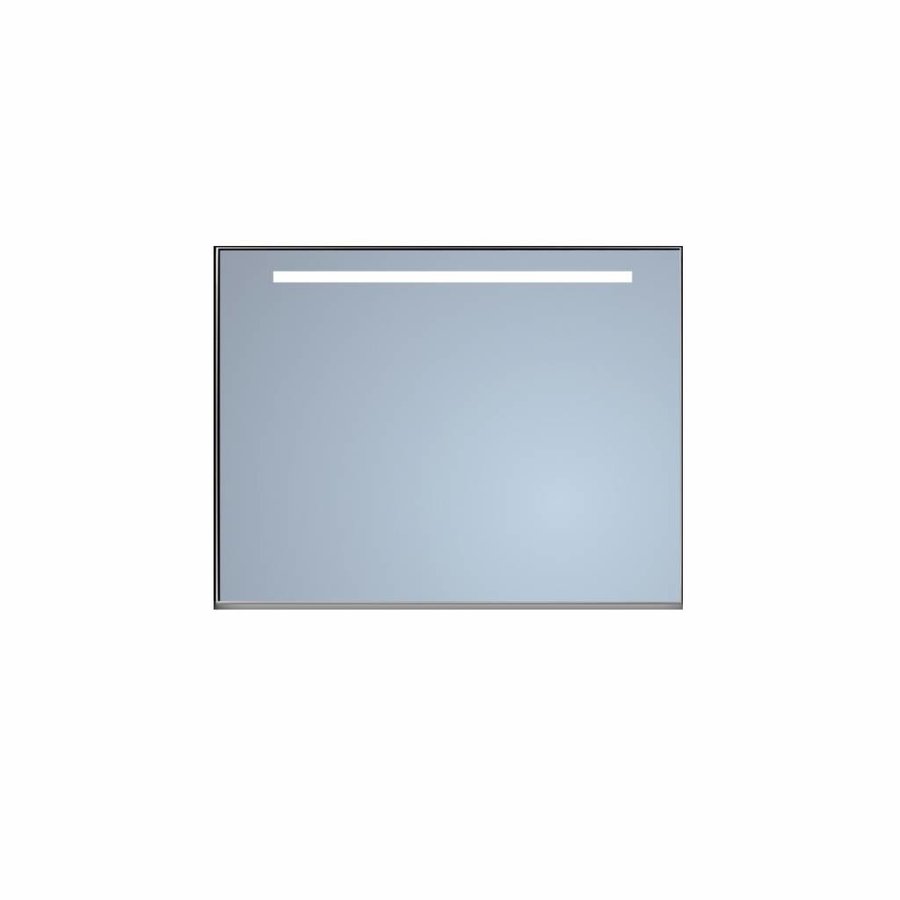 Badkamerspiegel Sanicare Q-Mirrors Ambiance en ‘Warm White’ LED-verlichting 70x65x3,5 Zwarte Omlijsting