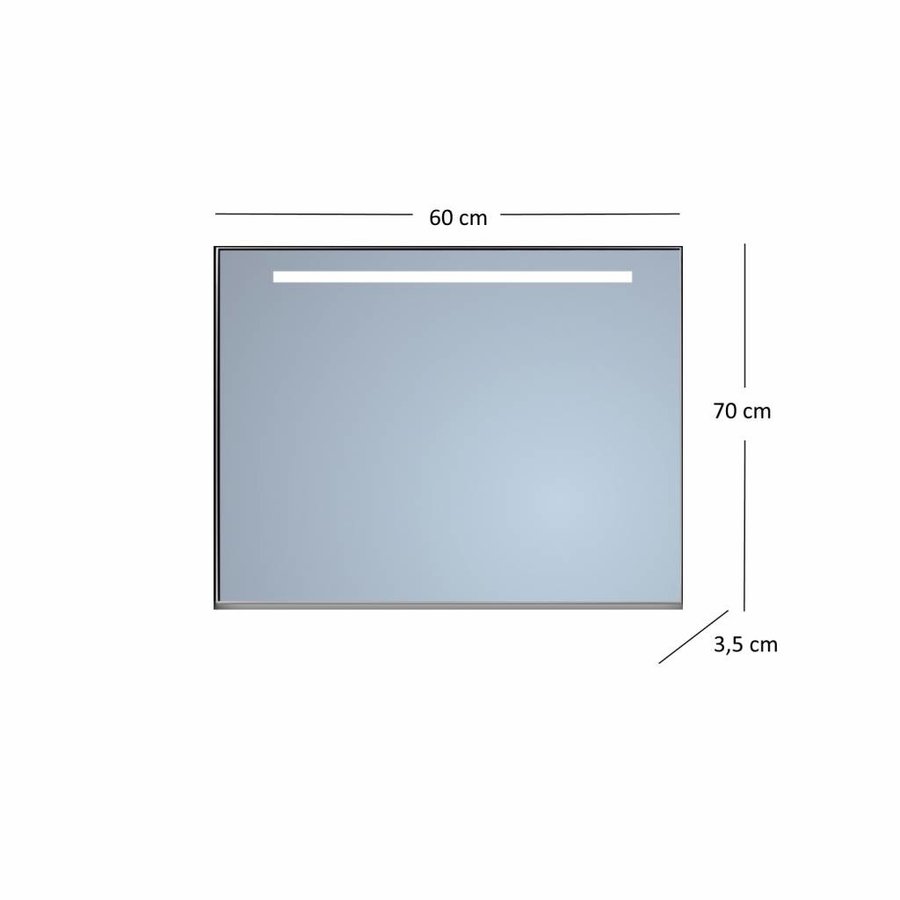 Badkamerspiegel Sanicare Q-Mirrors Ambiance en ‘Cold White’ LED-verlichting 70x60x3,5 Zwarte Omlijsting
