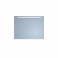 Badkamerspiegel Sanicare Q-Mirrors Ambiance en ‘Cold White’ LED-verlichting 70x85x3,5 Zwarte Omlijsting