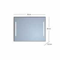 Badkamerspiegel Sanicare Q-Mirrors Twee Verticale Banen ‘Cool White’ LED-Verlichting 70x70x3,5 cm Zwarte Omlijsting