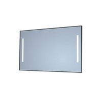 Badkamerspiegel Sanicare Q-Mirrors Twee Verticale Banen ‘Cool White’ LED-Verlichting 70x85x3,5 cm Zwarte Omlijsting