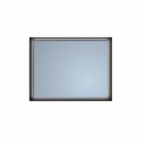 Badkamerspiegel Sanicare Q-Mirrors Ambiance ‘Cool White’ LED-verlichting Handsensor Schakelaar 70x65x3,5 cm Zwarte Omlijsting