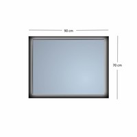 Badkamerspiegel Sanicare Q-Mirrors Ambiance ‘Cool White’ LED-verlichting Handsensor Schakelaar 70x90x3,5 cm Zwarte Omlijsting