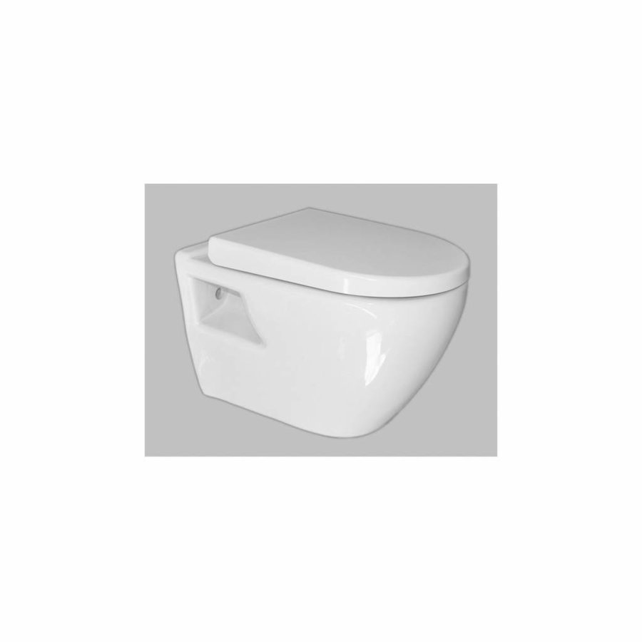 Wandcloset Sanicare Soft-Close Toiletzitting Met Anti-Slip Bumper 51x36 cm Wit Keramiek