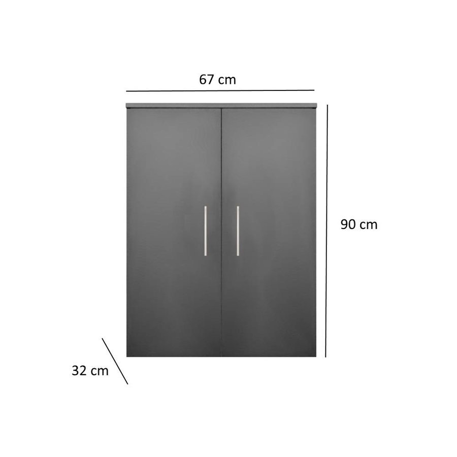 Kolomkast Sanicare Q15 2-Deurs Soft-Closing 90x67x32 cm Antraciet