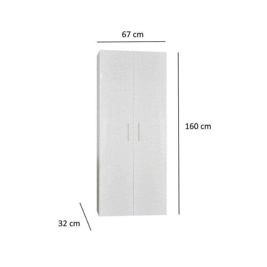 Kolomkast Sanicare Q15 2-Deurs Soft-Closing 160x67x32 cm Hoogglans Wit