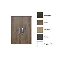 Kolomkast Dubbel Sanicare Soft-Closing Deuren Chromen Greep 90x67x32 cm Grey-Wood