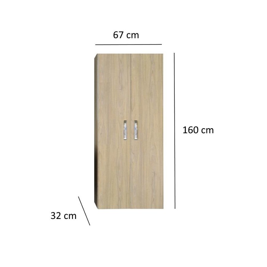 Kolomkast Dubbel Sanicare Soft-Closing Deuren Chromen Greep 160x67x32 cm Hoogglans Wit