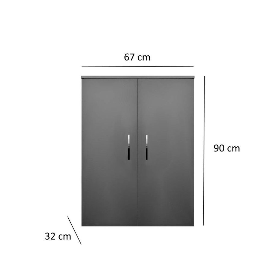 Kolomkast Sanicare Q6/Q14 2-Deurs Soft-Closing Chromen Greep 90x67x32 cm Hoogglans Wit