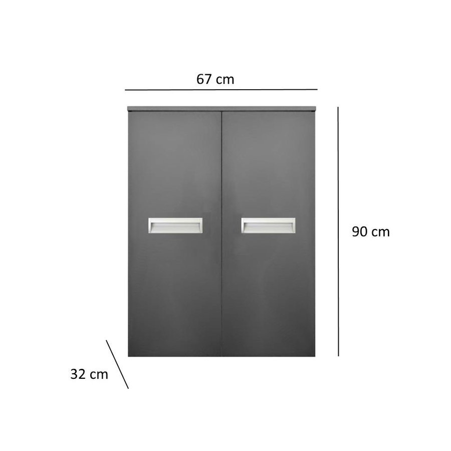 Kolomkast Sanicare Q2/Q3/Q8 2-Deurs Soft-Closing Alu Greep 90x67x32 cm Schots-Eiken