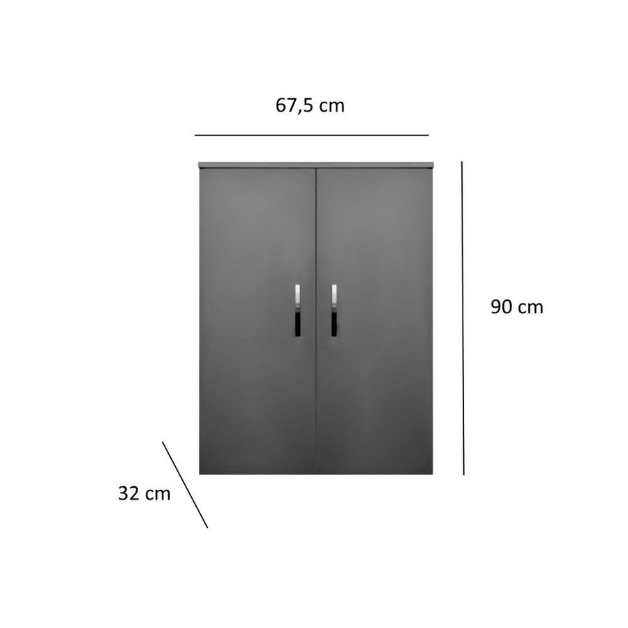 Kolomkast Sanicare Q1/Q4/Q12 2-Deurs Soft-Closing Chromen Greep 90x67x32 cm Antraciet