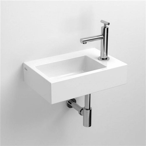 Fontein Clou Flush 2 36x24.5x9cm Keramiek Glans Wit (Met Kraangat Rechts) 