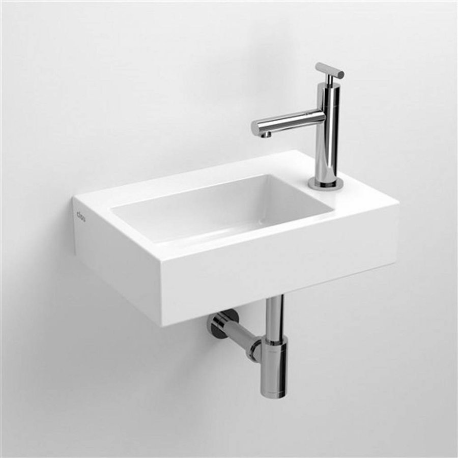 Fontein Clou Flush 2 36x24.5x9cm Keramiek Glans Wit (Met Kraangat Rechts)