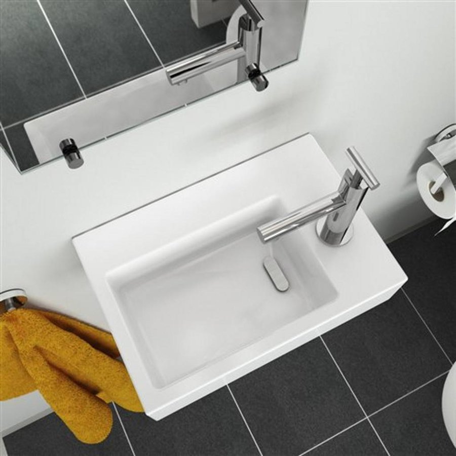 Fontein Clou Flush 2 36x24.5x9cm Keramiek Glans Wit (Met Kraangat Rechts)