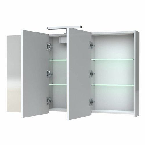 Spiegelkast Allibert Juno LED Verlichting 120x75.2x16cm Softclose Deuren Glans Wit 