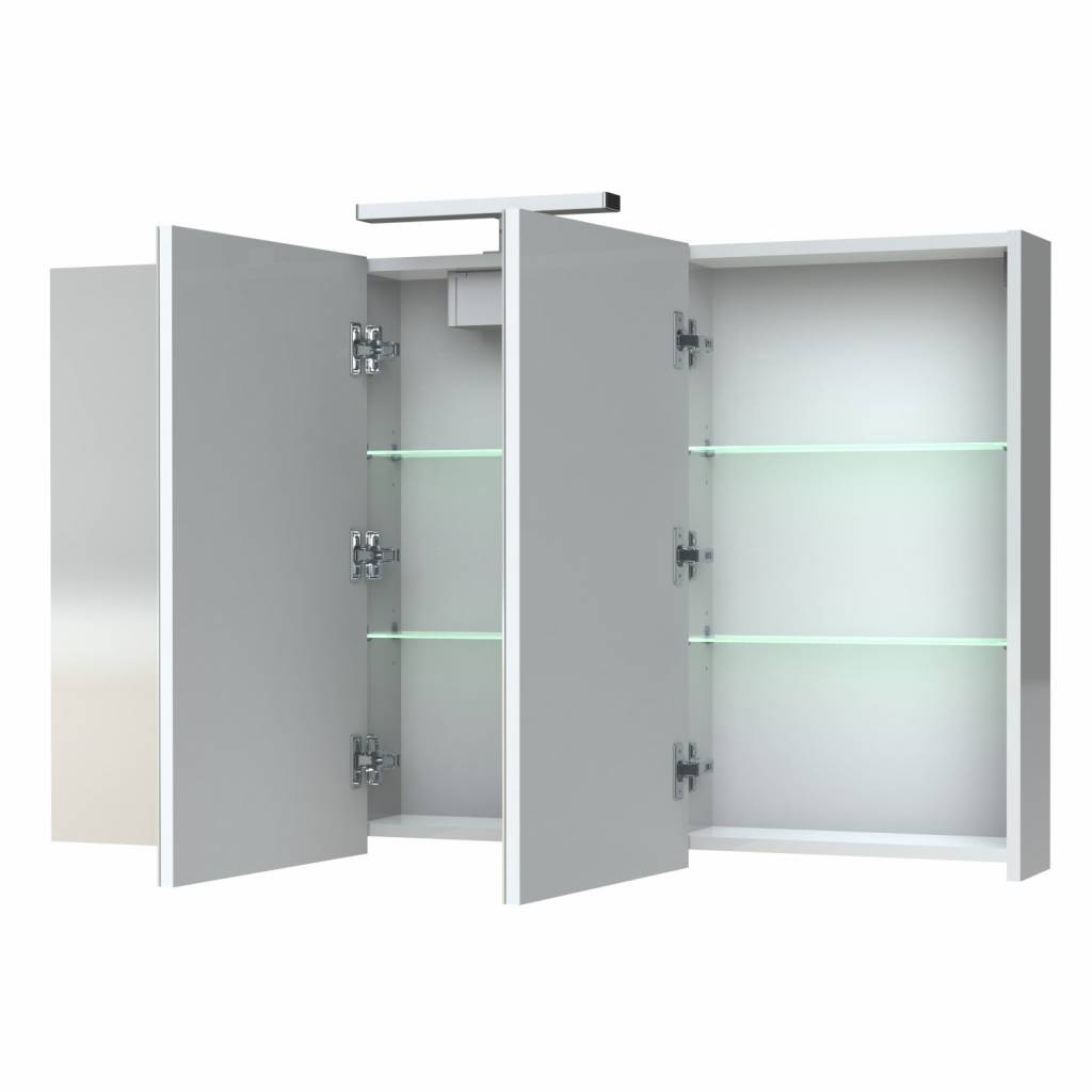 Spiegelkast Allibert Juno LED Verlichting 120x75.2x16 cm Softclose Deuren Glans Wit Allibert