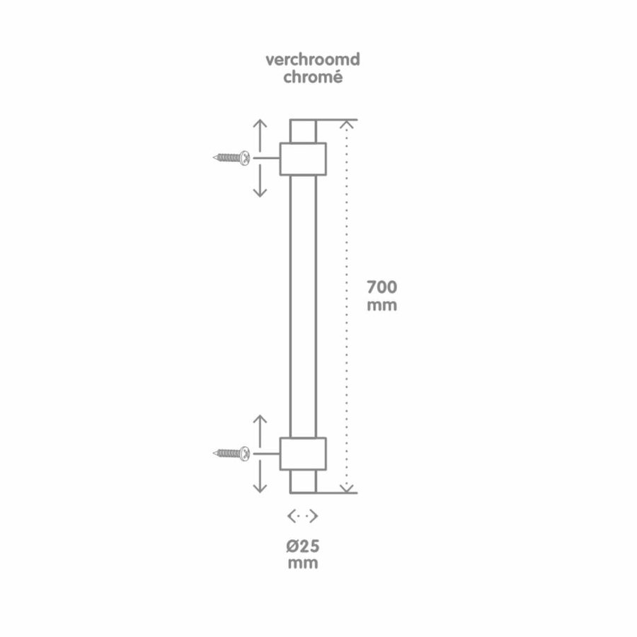 Glijstang VM Keros 70cm Exclusief Garnituur Chroom