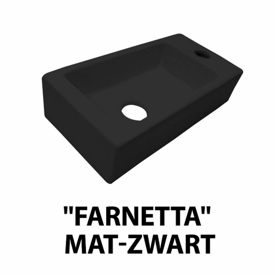 Fontein Best Design Farnetta 37x18x9cm Kraangat Rechts Mat Zwart