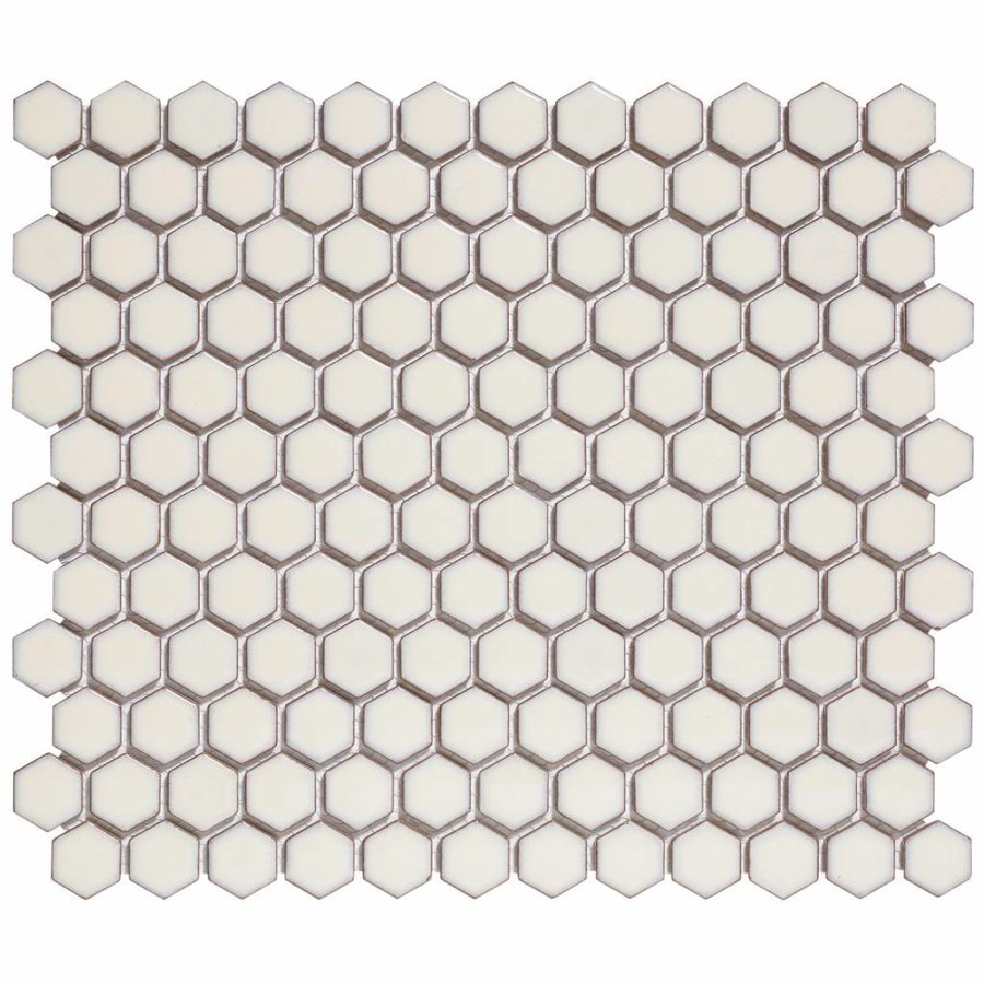 Mozaïek Barcelona 26x30 cm Geglazuurd Porselein Hexagon Glanzend Zacht Wit (Prijs Per m2)