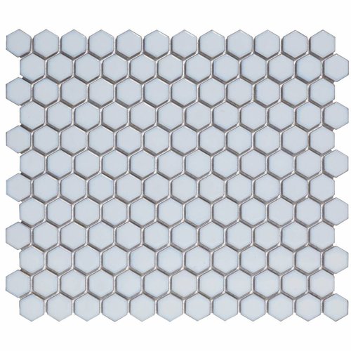 Mozaïektegel The Mosaic Factory Barcelona Hexagon 23x26 mm Porselein Zacht Blauw (prijs per m2) 