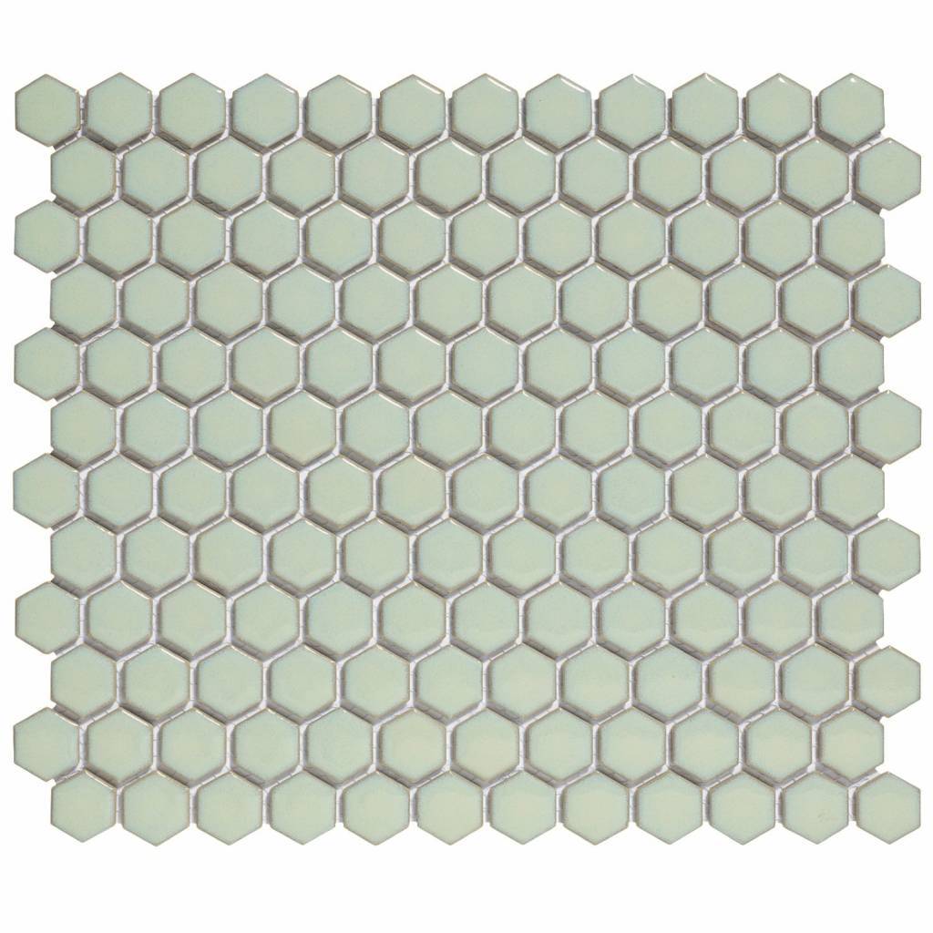 fundament boeket Pikken Mozaïektegel The Mosaic Factory Barcelona Hexagon 23x26 mm Porselein  Lichtgroen - Megadump Tiel
