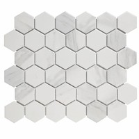 Mozaïek Barcelona 28.1x32.5 cm Geprint Porselein Hexagon Mat Carrara Wit (Prijs Per m2)