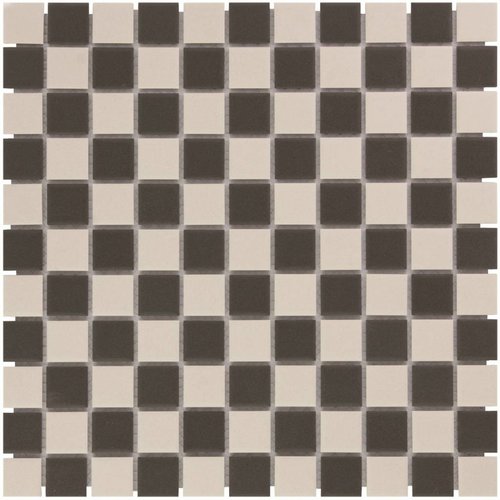 Mozaïek London 30x30 cm Onverglaasd Porselein, Mat Antislip En Wit En Zwart Dambord Mix (Prijs Per m2) 