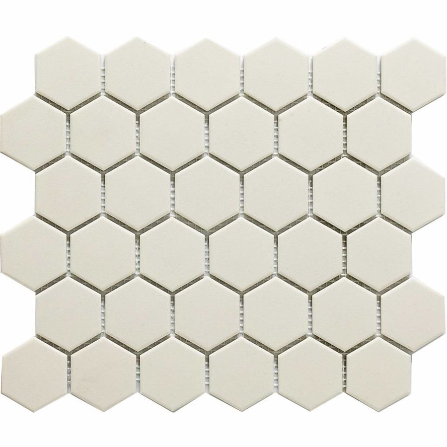 Mozaïek London 28.1x32.5 cm Onverglaasd Porselein Hexagon, Mat Antislip En Wit (Prijs Per m2)