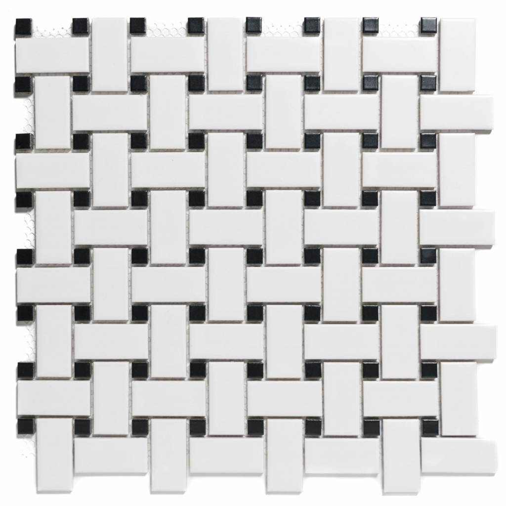 Mozaiektegel The Mosaic Factory Paris Basketweave 23X48 Mm Porselein Wit En Zwart the mosaic factory kopen in de aanbieding Mozaiektegel The Mosaic Factory Paris Basketweave 23X48 Mm Porselein Wit En Zwart the mosaic factory kopen in de aanbieding
