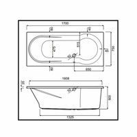 Inbouw Duo Ligbad Wisa New Fontana 170x75x50 cm Wit