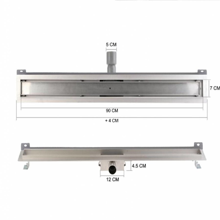 Douchegoot RVS Wiesbaden Met Muurflens 90cm