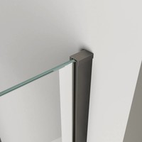 Safetyglass Inloopdouche Verticale Stang 10mm Nano Coating Mat Zwart (ALLE MATEN)