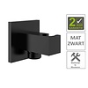 Boss & Wessing AQS Doucheaansluiting Luxe Vierkant Met Opsteek 1/2" Messing Mat Zwart