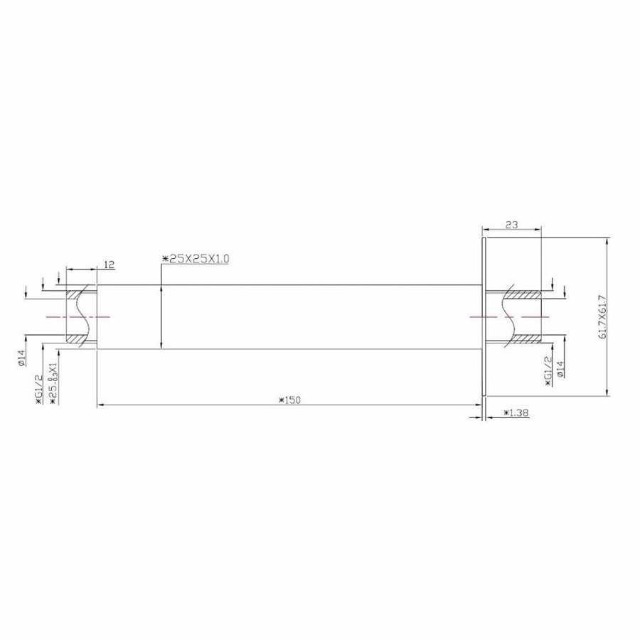 AQS Douche-Arm Luxe Vierkant Plafondbevestiging 15 cm Mat Zwart