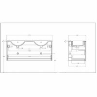 Badkamermeubel Solid Surface AQS Stockholm 120x46 cm Links Mat Antraciet 4 Laden (zonder kraangaten)