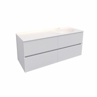 Badkamermeubel Solid Surface AQS Stockholm 120x46 cm Rechts Mat Wit 4 Laden (met 1 kraangat)