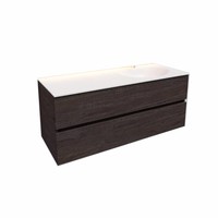 Badkamermeubel Solid Surface AQS Stockholm 120x46 cm Rechts Wood Dark Brown (met 1 kraangat)