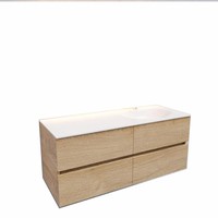 Badkamermeubel Solid Surface AQS Stockholm 120x46 cm Rechts Wood Washed Oak 4 Laden (met 1 kraangat)