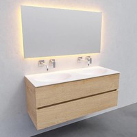 Badkamermeubel Solid Surface AQS Stockholm 120x46 cm Dubbel Wood Washed Oak (0 kraangaten)
